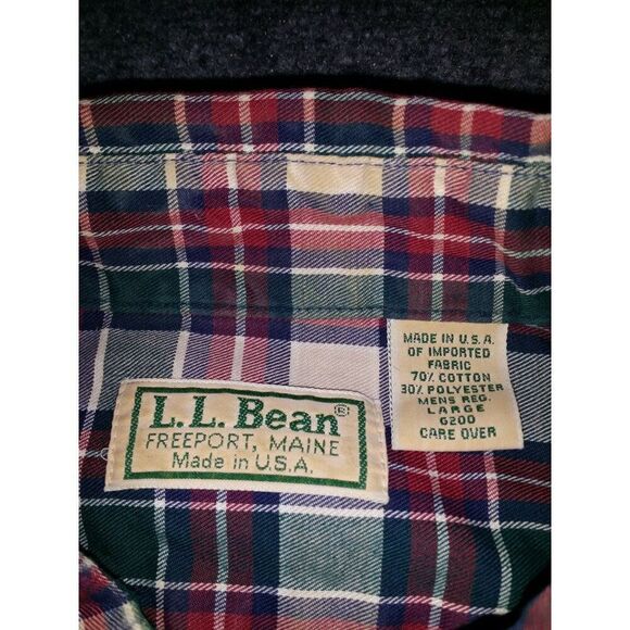 Vintage‎ L.L. Bean Freeport Maine Plaid Shirt Men's Size Large USA Made Casual - Picture 6 of 7